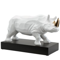 Figurka Rhinocéros Blanc-or 49 x 30 cm L'Art d'Objets Serengeti Goebel Figurka Rhinocéros Blanc-or 49 x 30 cm L'Art d'Objets Serengeti Goebel