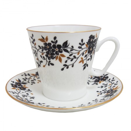 Filiżanka espresso Czarne Kwiatki 80 ml Łomonosov