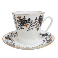Filiżanka espresso Czarne Kwiatki 80 ml Łomonosov