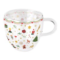 Szklanka Ornaments All Over Red Double-Walled 250ml Ambiente