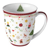 Kubek Ornaments All Over Red 400ml Ambiente